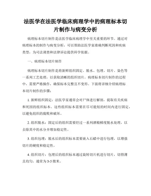 法医学在法医学临床病理学中的病理标本切片制作与病变分析