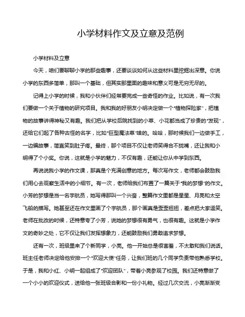 小学材料作文及立意及范例
