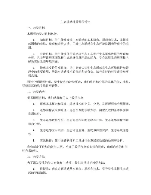 生态遥感辅导课程设计