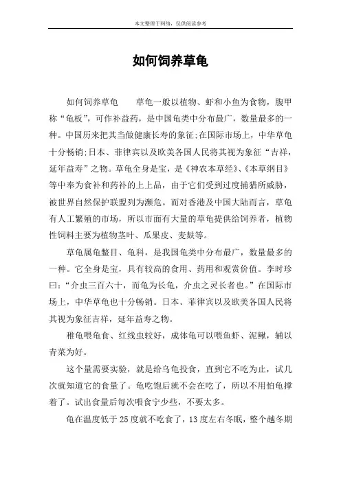 如何饲养草龟
