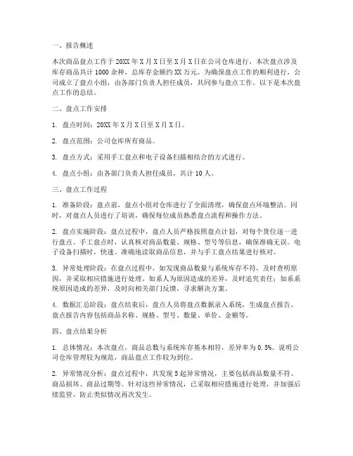 商品盘点报告总结范文
