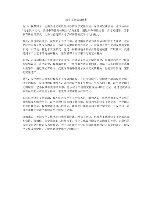 汉字文化活动感想