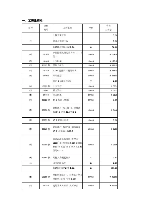 一、工程量清单