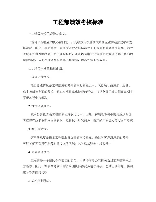 工程部绩效考核标准