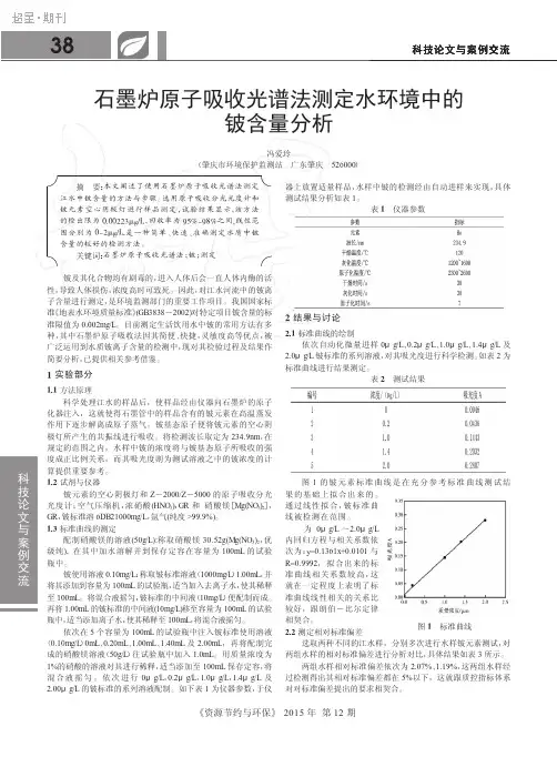 石墨炉原子吸收光谱法测定水环境中的铍含量分析