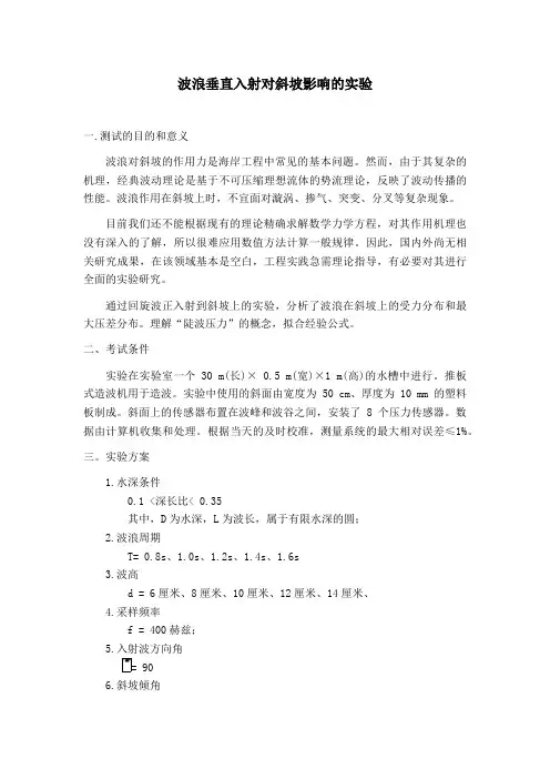 波浪正向入射对斜坡作用实验