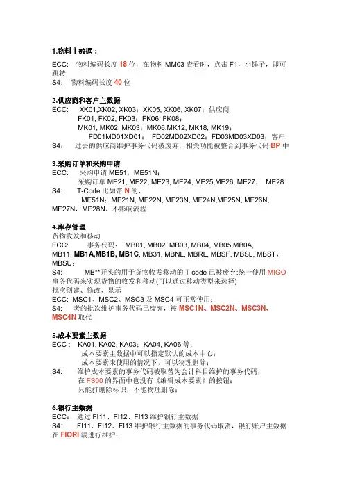 FICO]模块SAP S4与ECC区别赛跑网lulu笔记