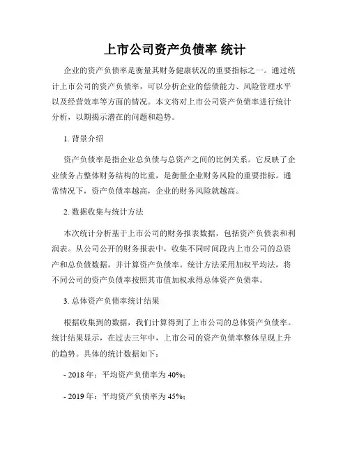 上市公司资产负债率 统计