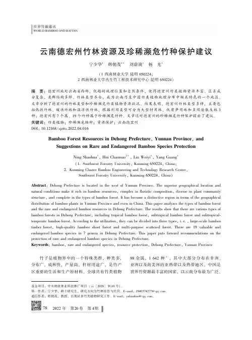 云南德宏州竹林资源及珍稀濒危竹种保护建议