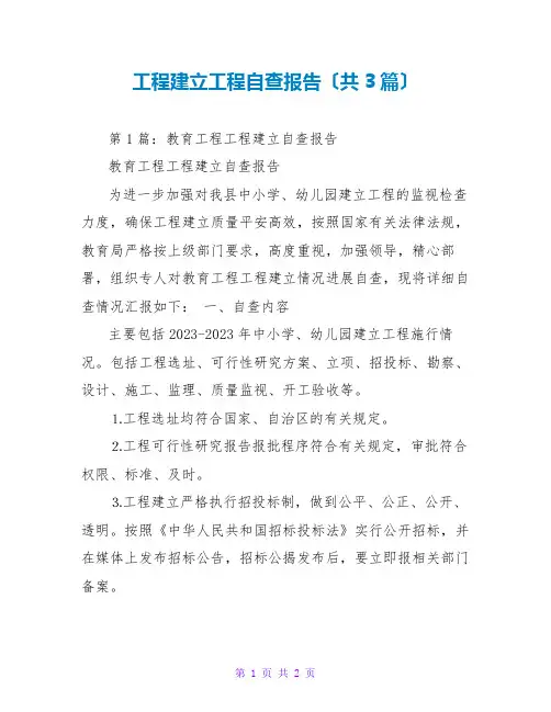 工程建设项目自查报告(共3篇)