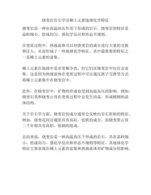烧变岩岩石学及稀土元素地球化学特征