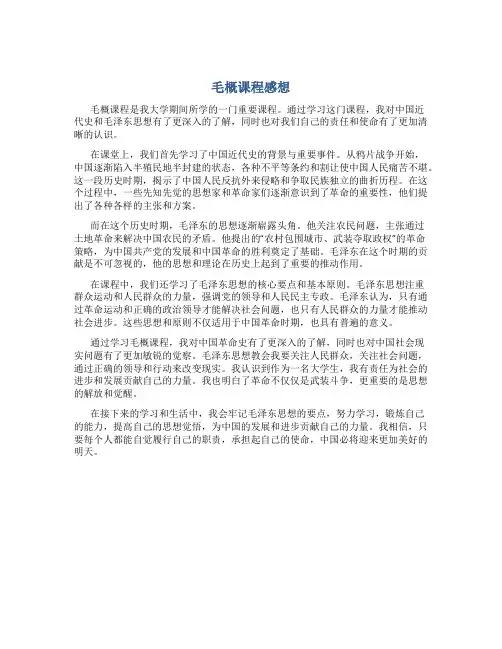 毛概课程感想