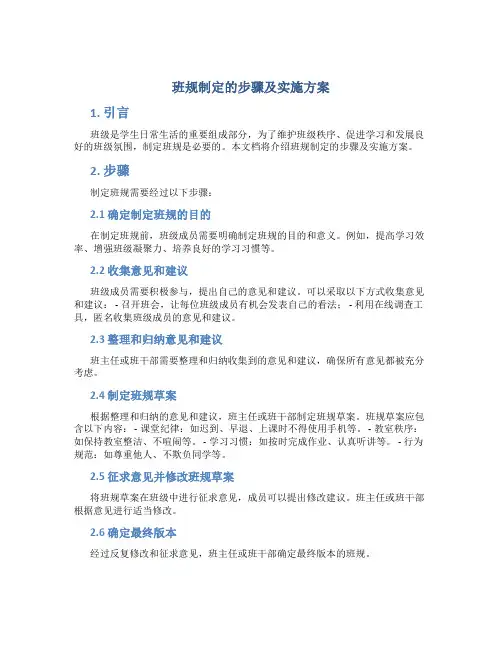 班规制定的步骤及实施方案