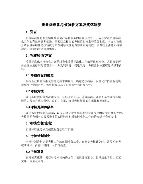 质量标准化考核验收方案及奖惩制度