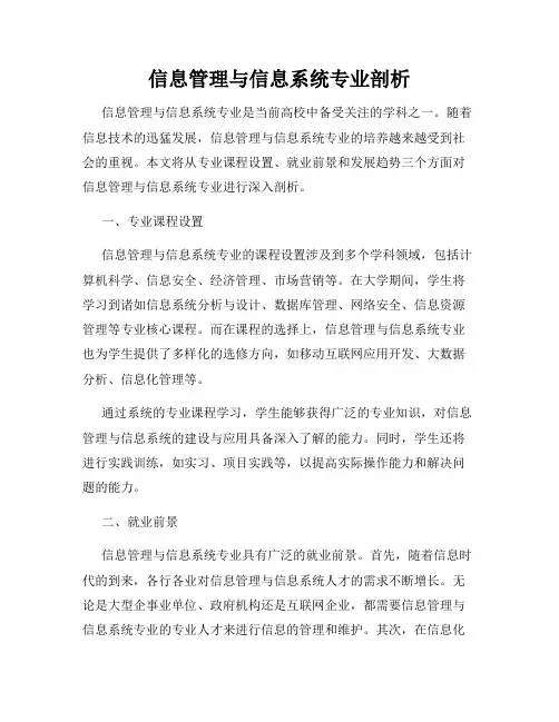 信息管理与信息系统专业剖析