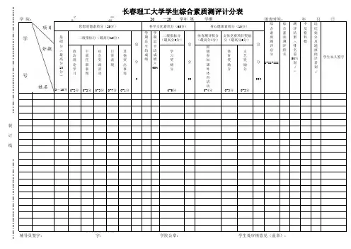 长春理工大学 学生综合素质测评计分表