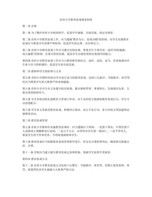 农村小学教育惩戒规章制度