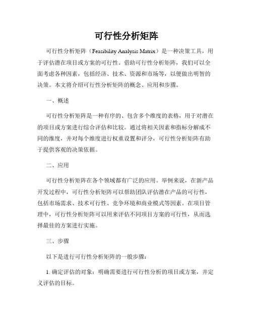 可行性分析矩阵