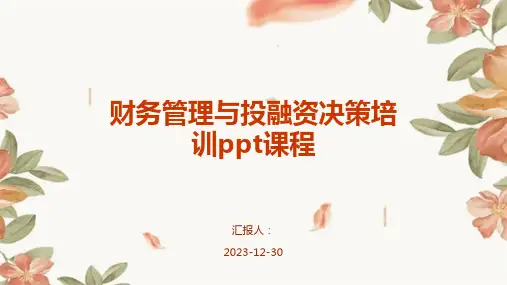 财务管理与投融资决策培训ppt课程(精)