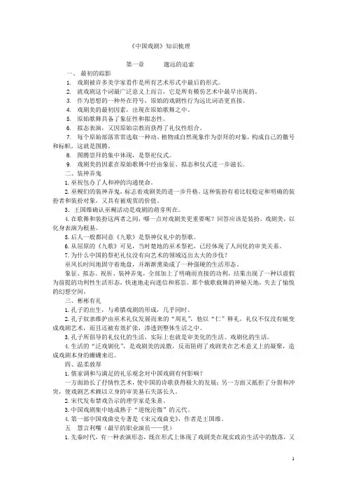 《中国戏剧》知识梳理