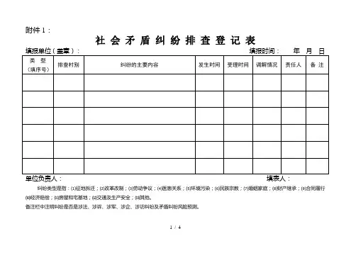 矛盾纠纷排查表