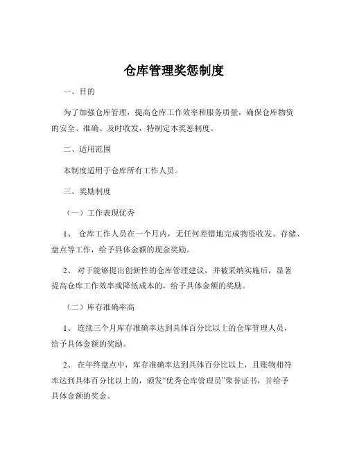 仓库管理奖惩制度