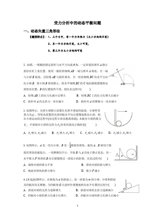 2023高考物理专题冲刺训练--受力分析中的动态平衡专题