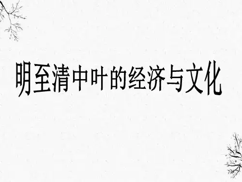 明至清中叶的经济与文化ppt课件-【新教材】统编版历史高中必修中外历史纲要上