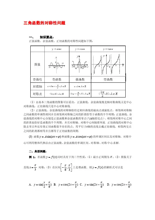 三角函数的对称性问题