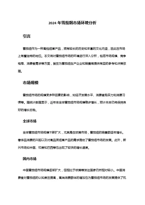 2024年雪茄烟市场环境分析