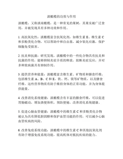 滇橄榄的功效与作用