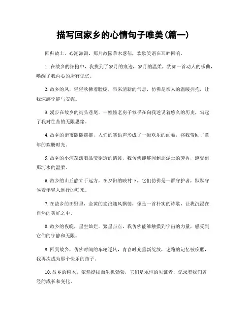 描写回家乡的心情句子唯美(精选2篇)