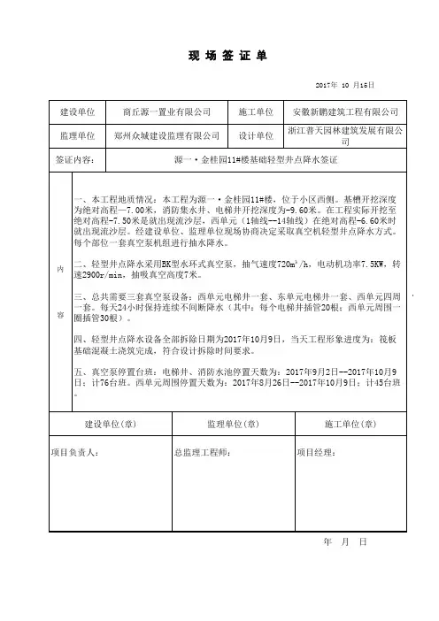 降水现场签证单