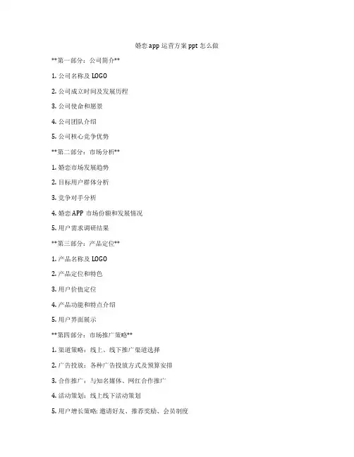 婚恋app运营方案ppt怎么做