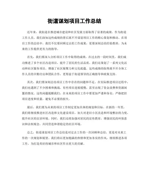 街道谋划项目工作总结