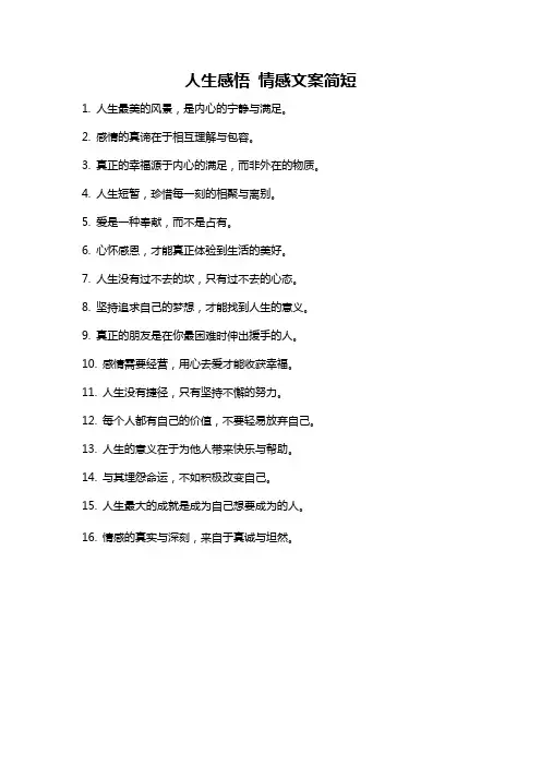 人生感悟 情感文案简短