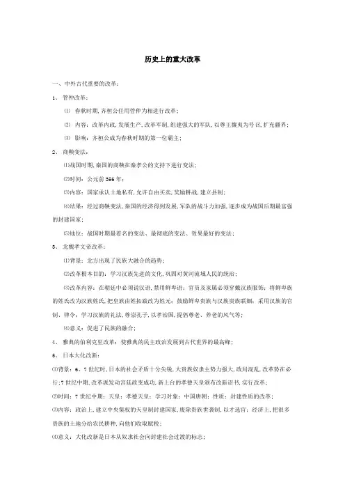 历史上的重大改革