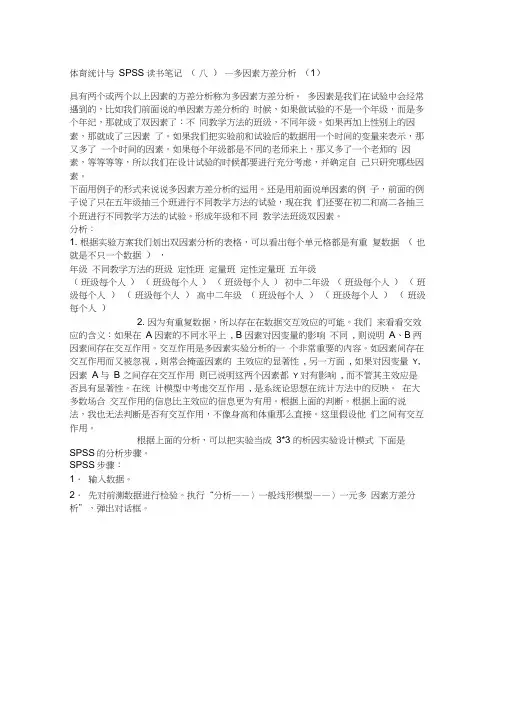 SPSS多因素方差分析报告
