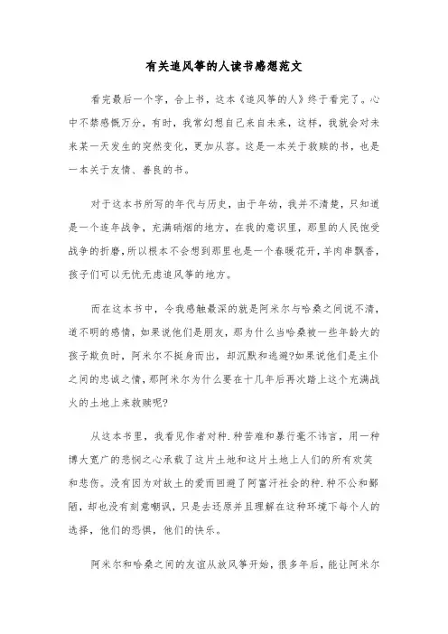 有关追风筝的人读书感想范文（三篇）