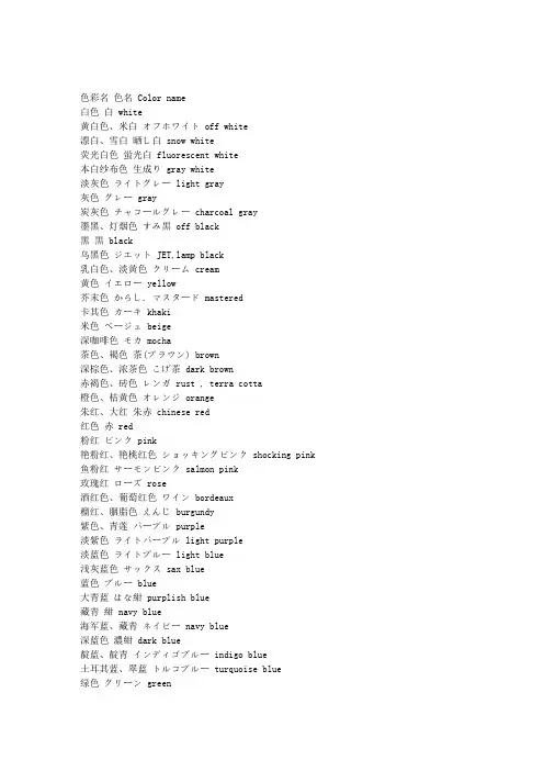 日语词汇分类--服装颜色用语