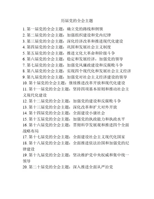 历届党的全会主题