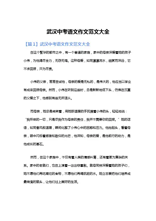 武汉中考语文作文范文大全