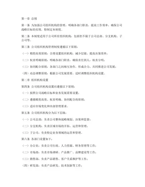 公司组织机构管理制度文件