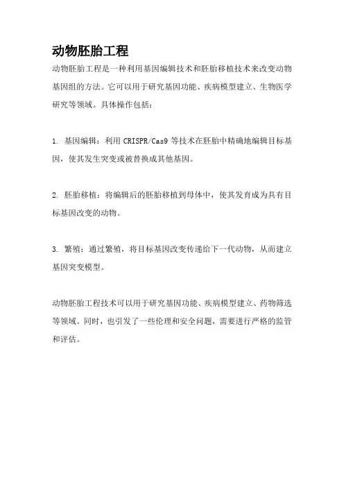 动物胚胎工程