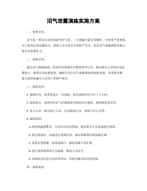 沼气泄露演练实施方案