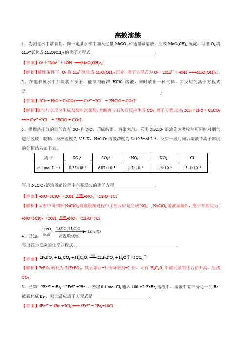 专题2.4 陌生化学方程式的书写(高效演练)(解析版)