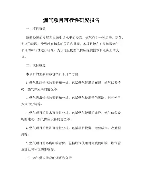 燃气项目可行性研究报告