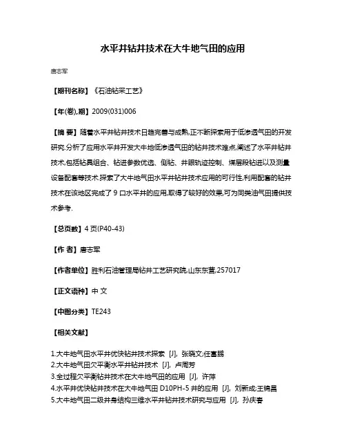 水平井钻井技术在大牛地气田的应用