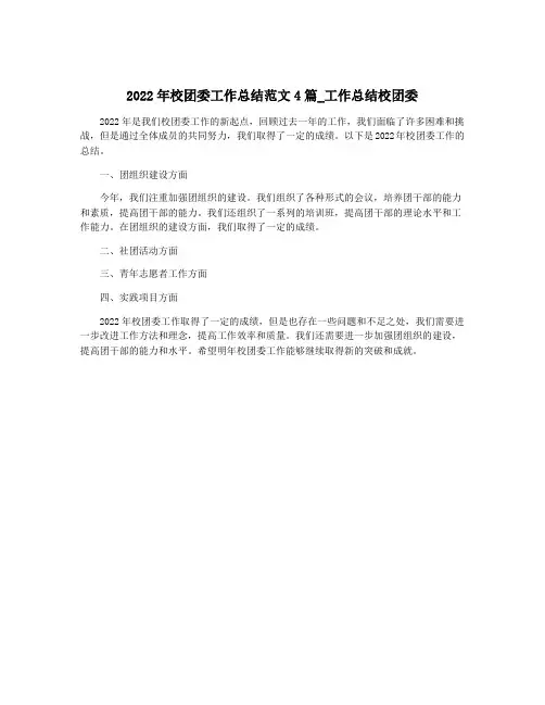 2022年校团委工作总结范文4篇_工作总结校团委