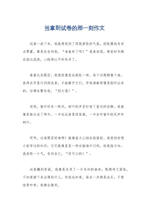 当拿到试卷的那一刻作文